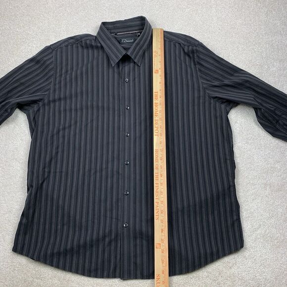 7 Diamonds Shirt Men XXL Button Up Long Sleeve Black Striped - Picture 13 of 14